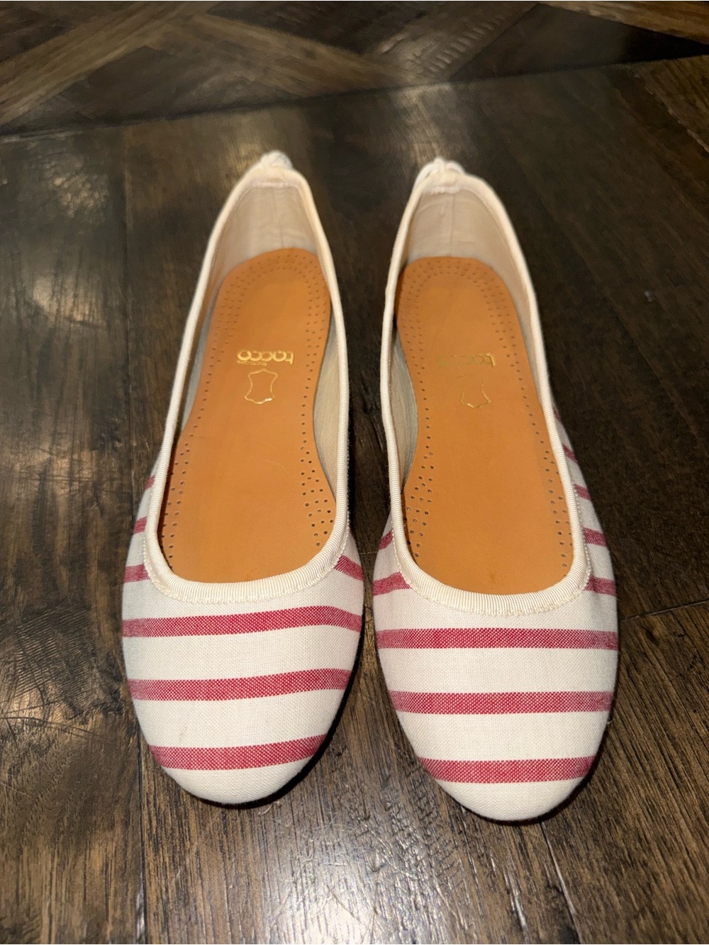 Striped Red and White Canvas Ballet Flats by Tacco